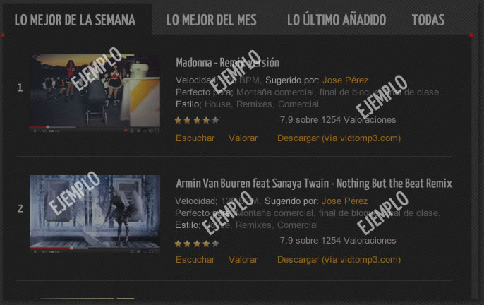 Ejemplo de Bestmusic
